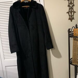 Gallery Faux Suede and Fur Long Coat